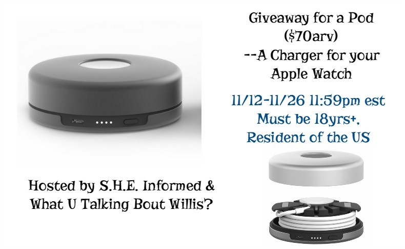Pod Apple Watch Charger Giveaway ($70arv) ends 11/26 11:59pm est Pod for Apple Watch