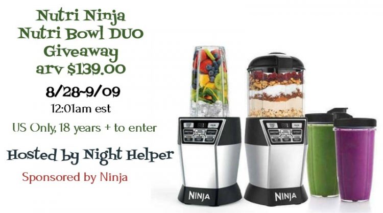 Enter to Win a Nutri Ninja Nutri Bowl DUO (arv $139)